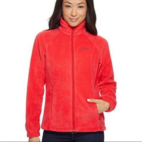 Columbia Jackets & Blazers - Columbia Red Fleece Cozy Turtleneck Zip Up Jacket